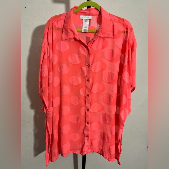 ❗️SOLD❗️La Blanca Women's Camp Shirt Swimsuit Cover Up, - Picture 5 of 10